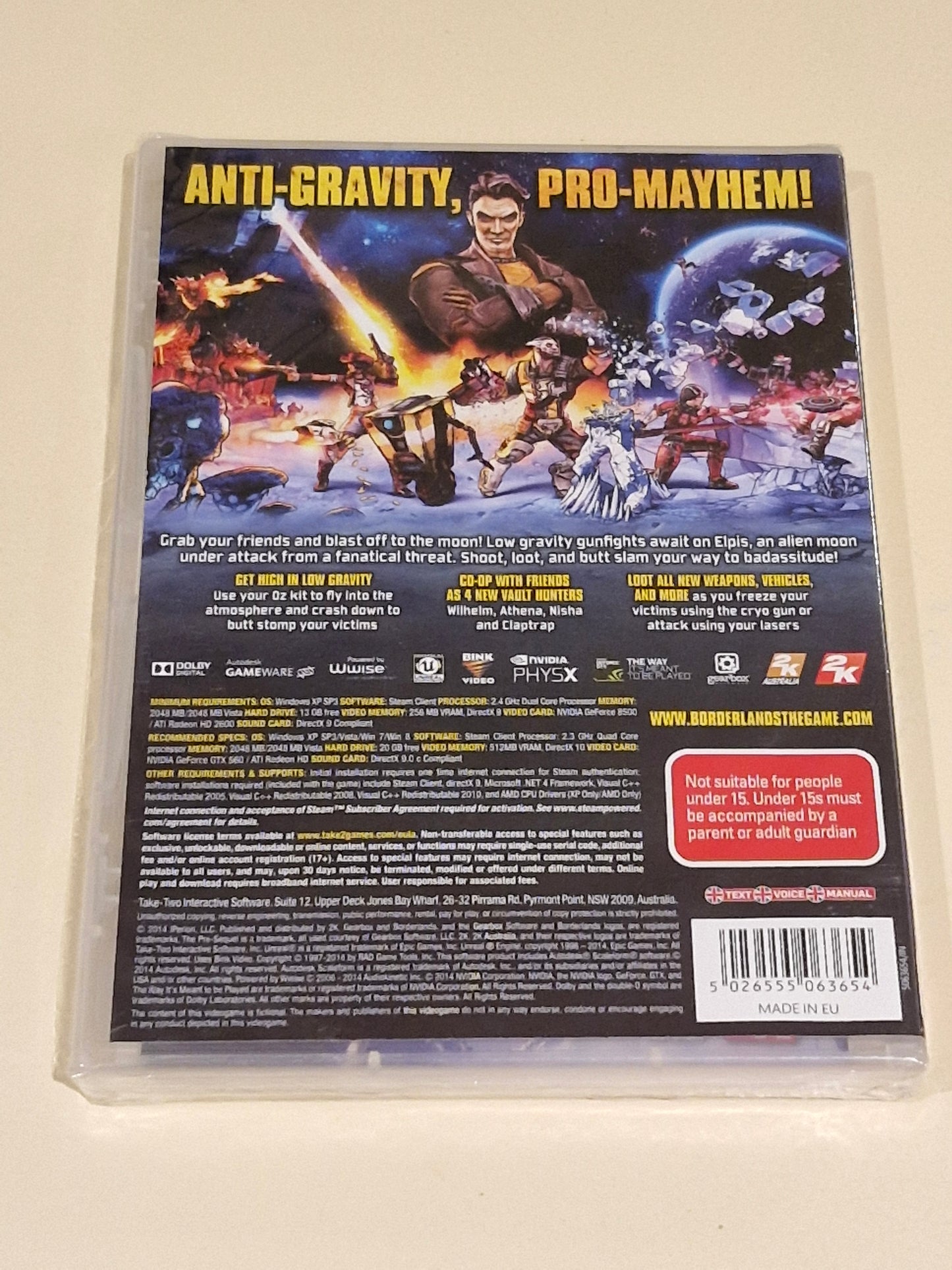 Borderlands: The Pre-Sequel (PC DVD, Sealed, 2K Games 2014, Shooter RPG)