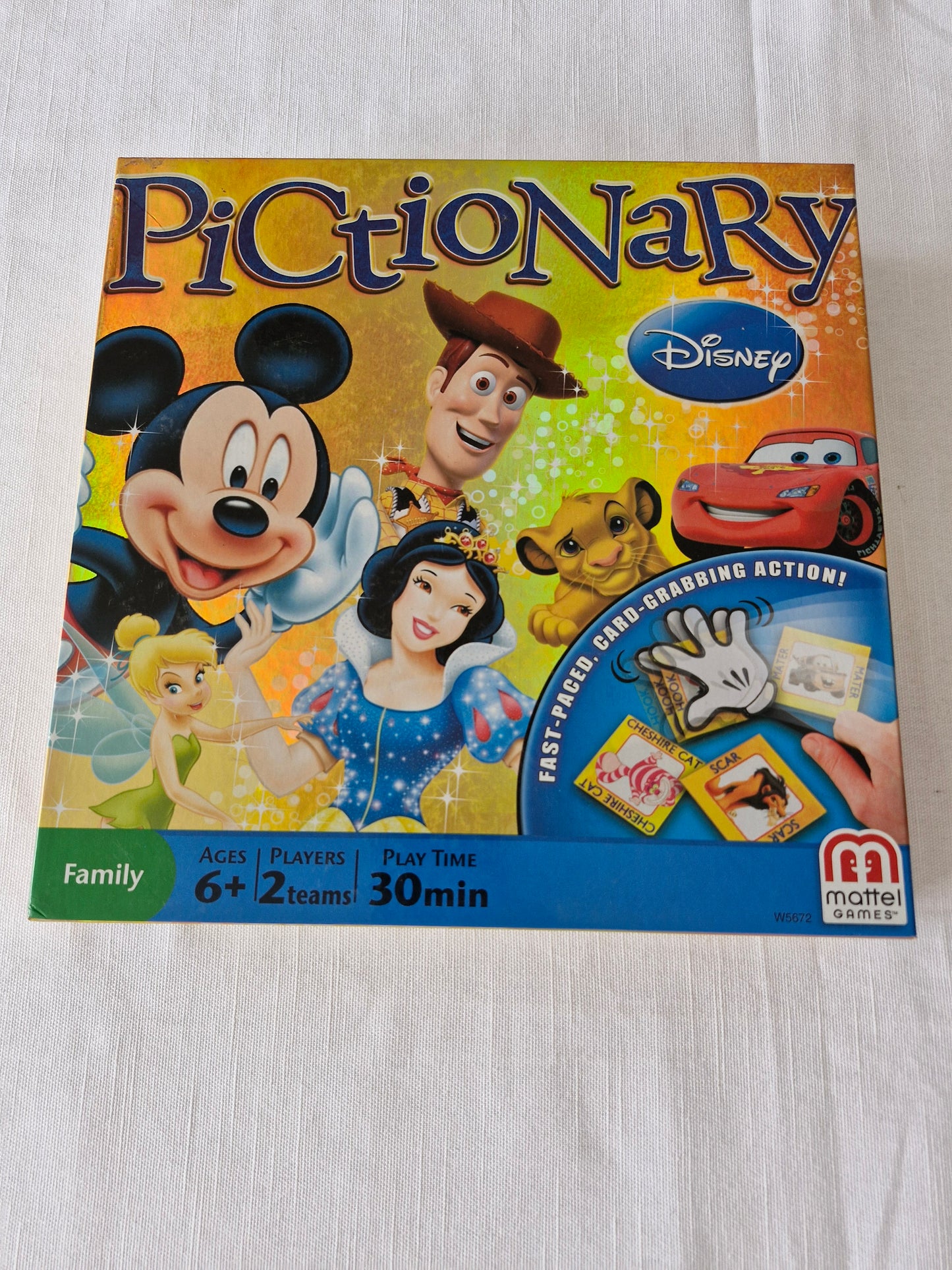 Mattel Disney Pictionary Board Game – Family Edition | Fast-Paced Drawing Party Game | Ages 6+, 2+ Players (2010s Edition)