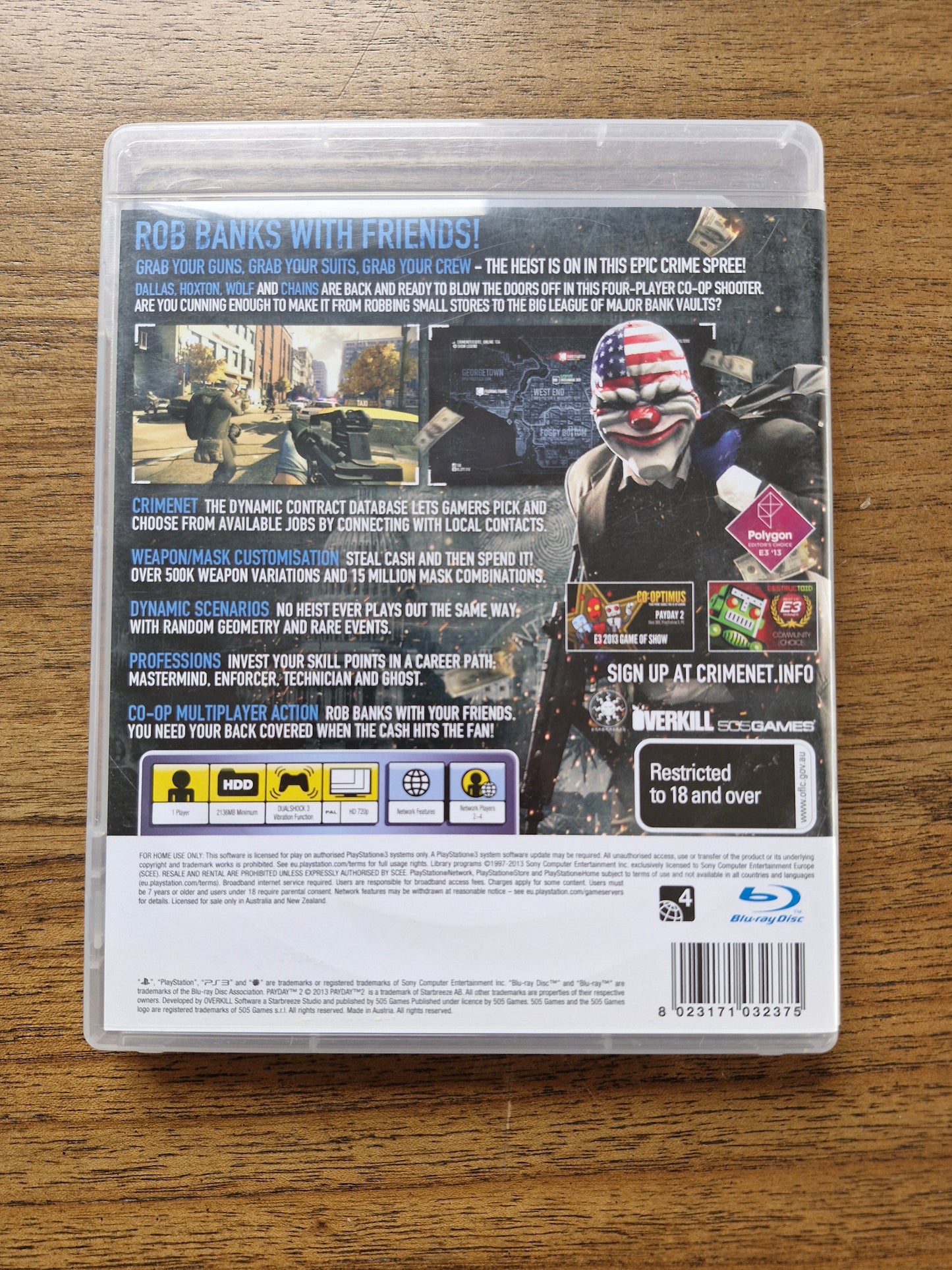 Payday 2 (Standard Edition – PlayStation 3, PAL) by Overkill / 505 Games – Co-op Heist Shooter