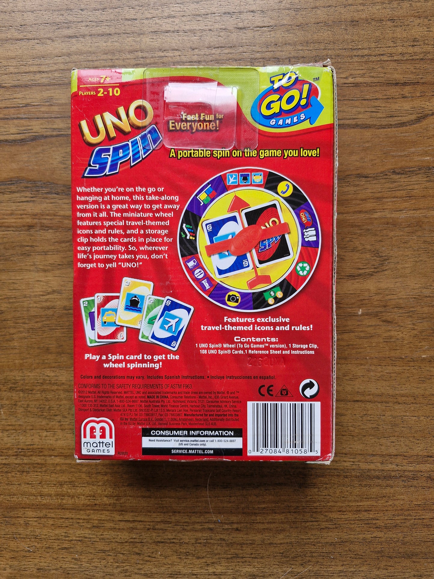 Mattel Games – UNO Spin To Go – Travel Edition Card Game with Spinner Wheel (2012, Portable Family Game)