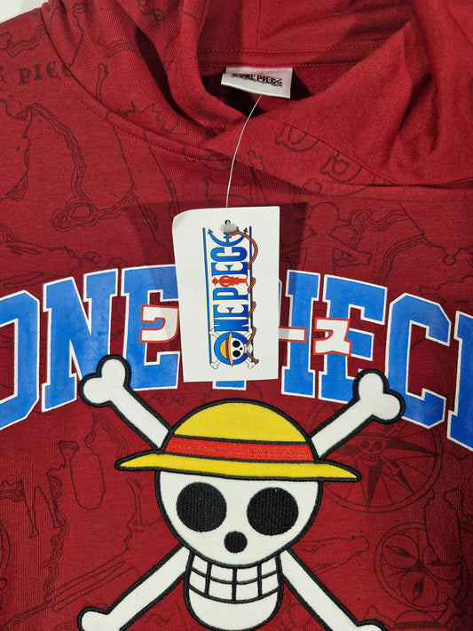 One Piece Straw Hat Pirates Graphic Hoodie - Red - Size Oversized XS