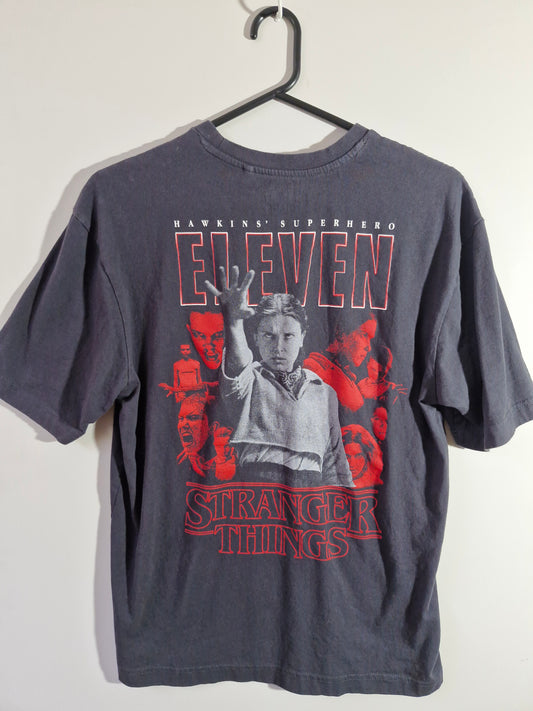 Stranger Things Eleven Double-Sided Graphic T-Shirt - Faded Black - Size Men's XS