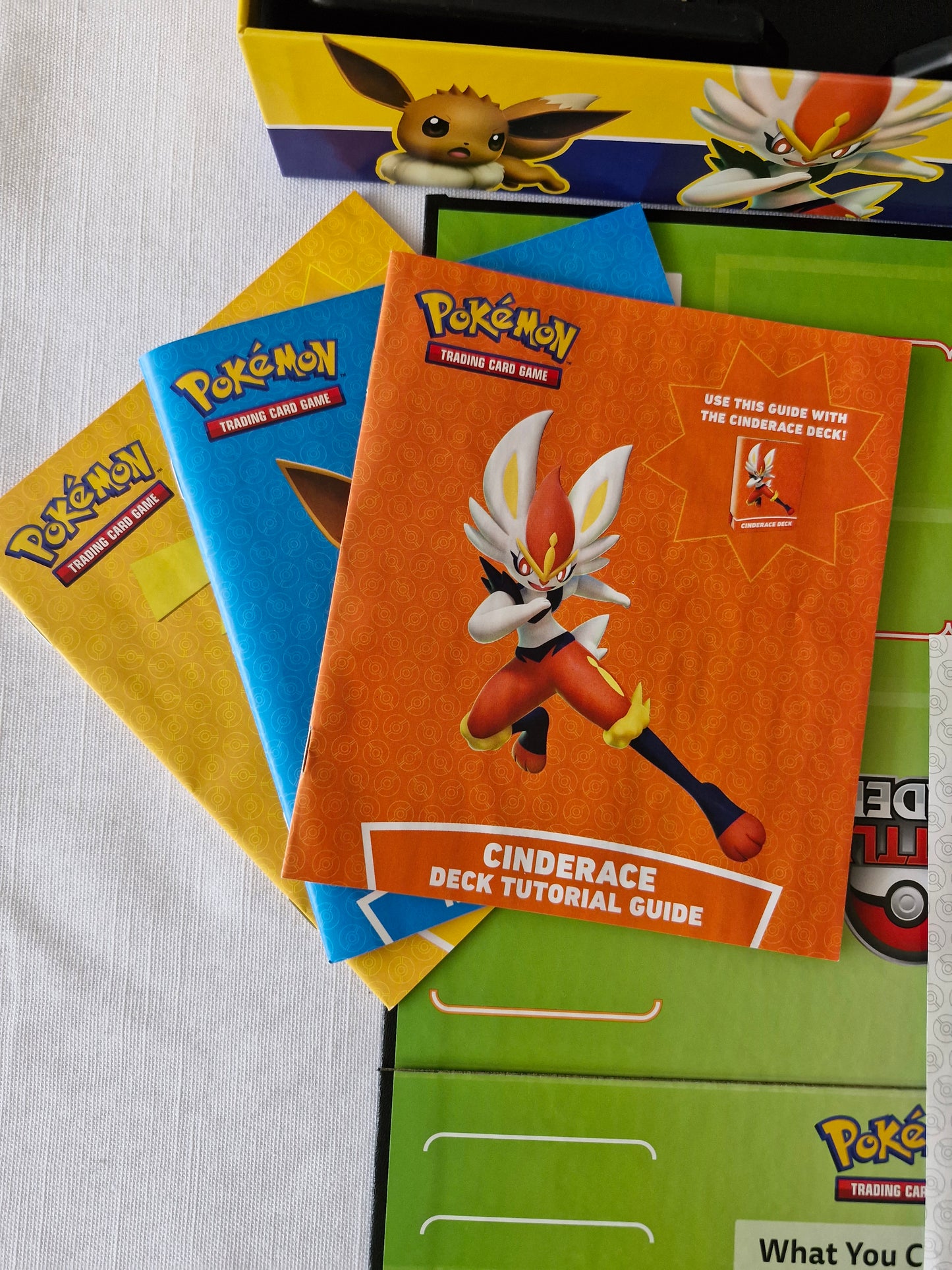 Pokémon TCG Battle Academy Board Game – Pikachu, Cinderace & Eevee Decks (2022, Complete)