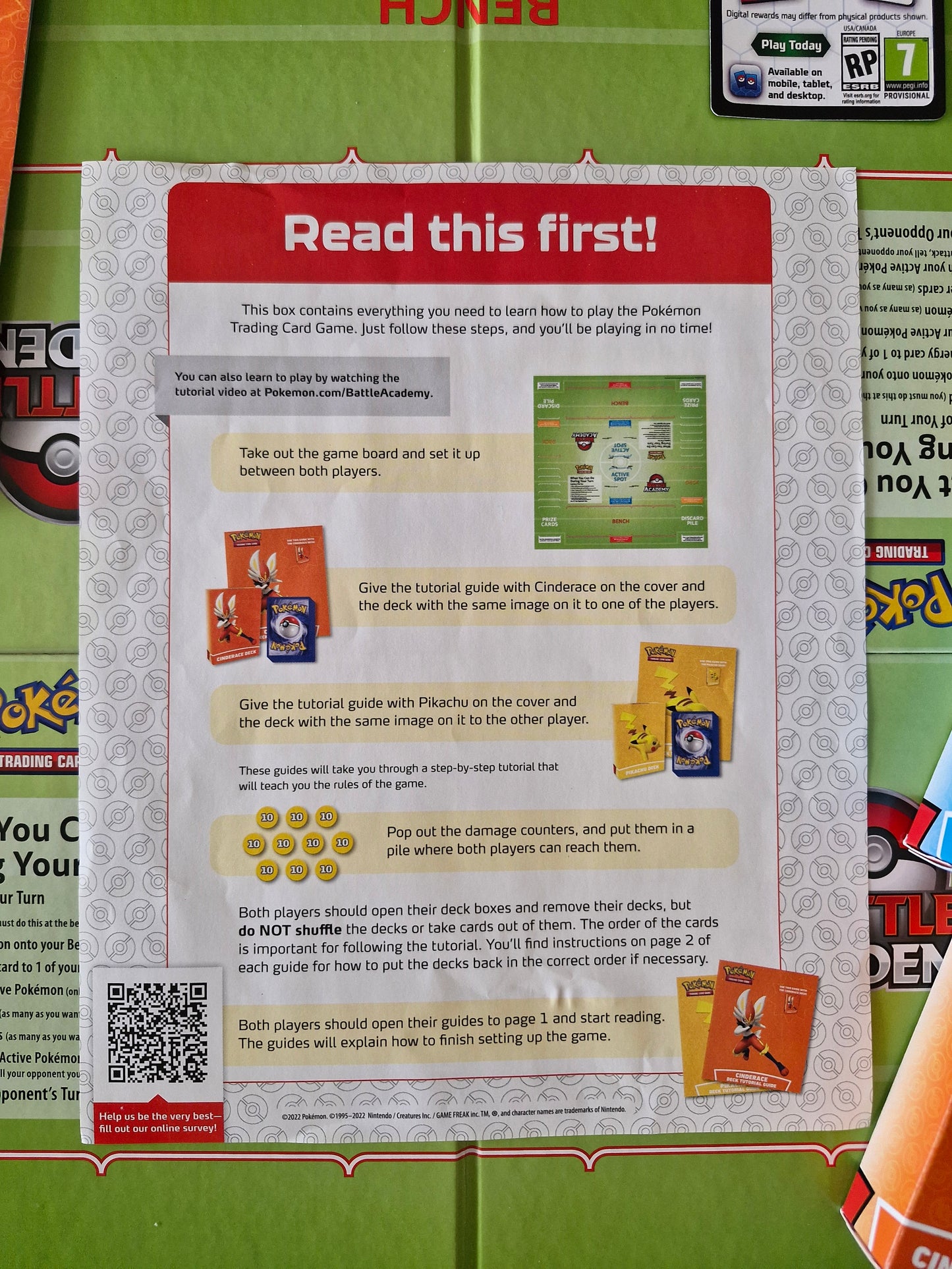 Pokémon TCG Battle Academy Board Game – Pikachu, Cinderace & Eevee Decks (2022, Complete)