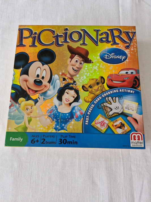 Mattel Disney Pictionary Board Game – Family Edition | Fast-Paced Drawing Party Game | Ages 6+, 2+ Players (2010s Edition)