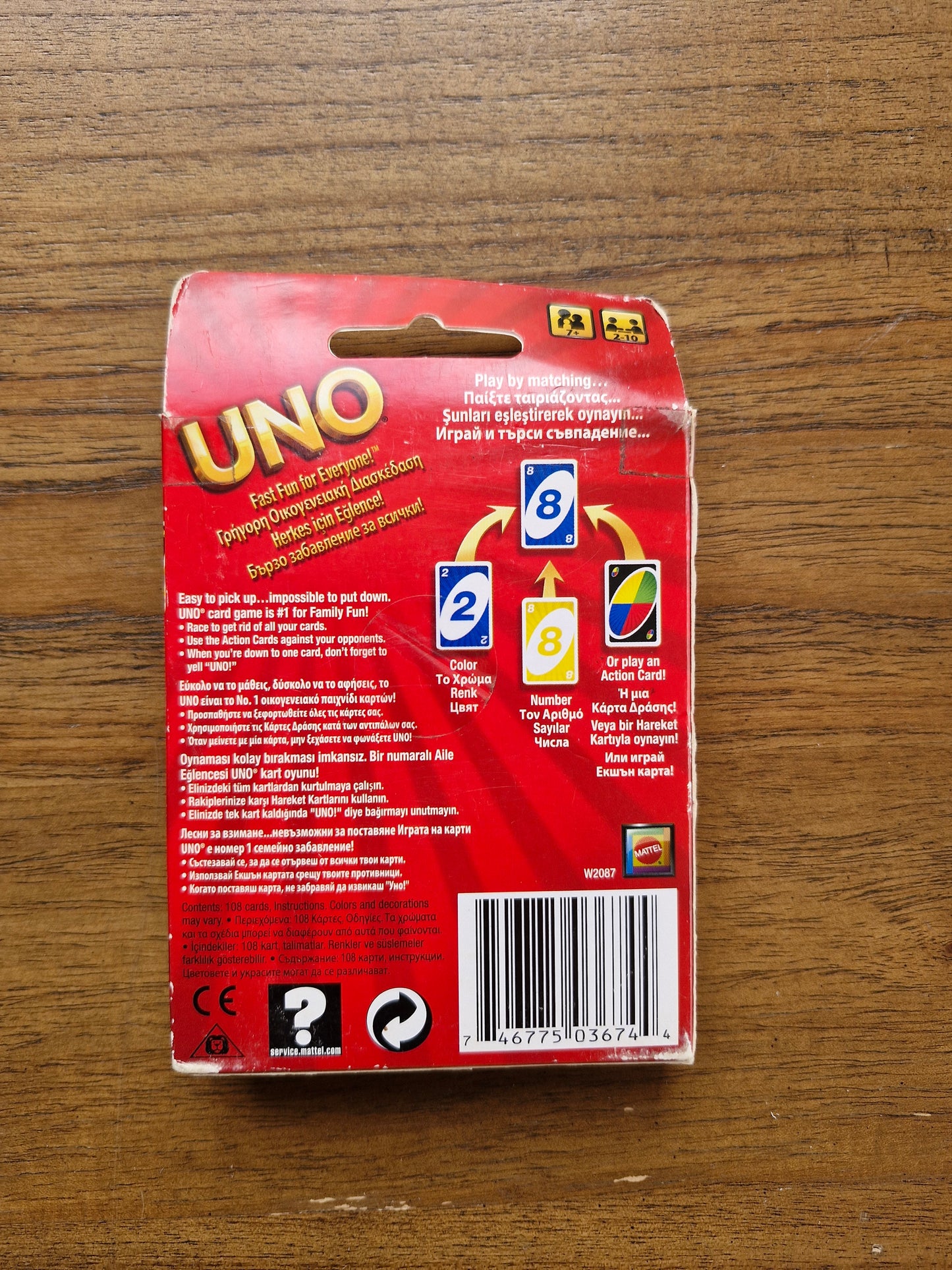 Mattel UNO Card Game – Classic Family Party Game – W2087 Edition (Complete with Box & Instructions)