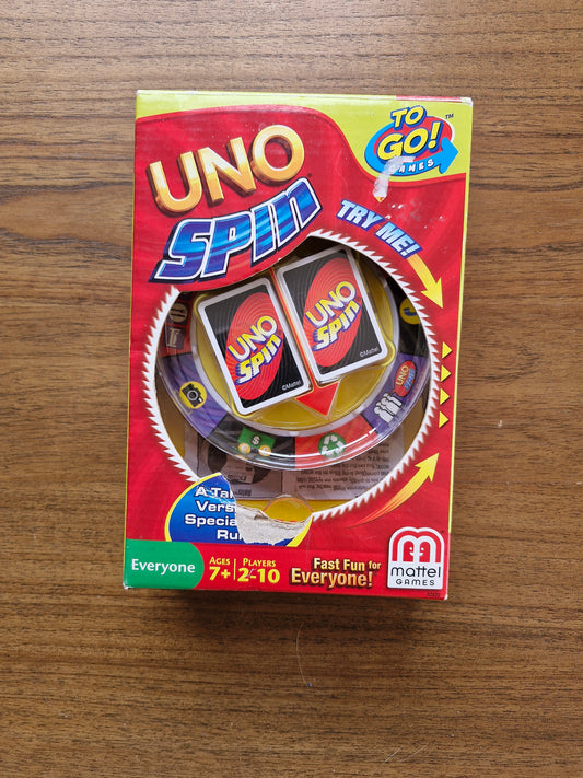 Mattel Games – UNO Spin To Go – Travel Edition Card Game with Spinner Wheel (2012, Portable Family Game)
