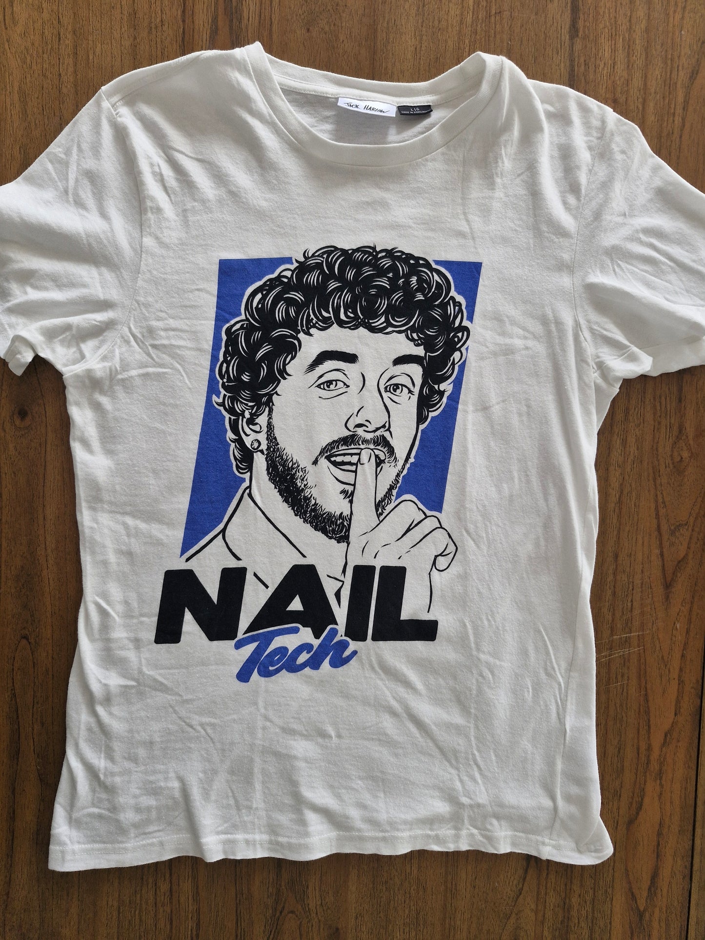 Jack Harlow “Nail Tech” Promo T-Shirt – White Graphic Tee (Size L)