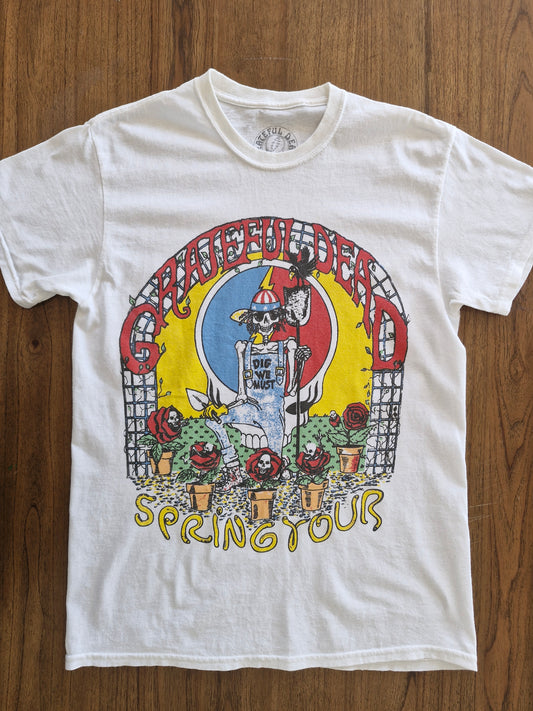 Grateful Dead Spring Tour T-Shirt White Medium | Psychedelic Rock Tee