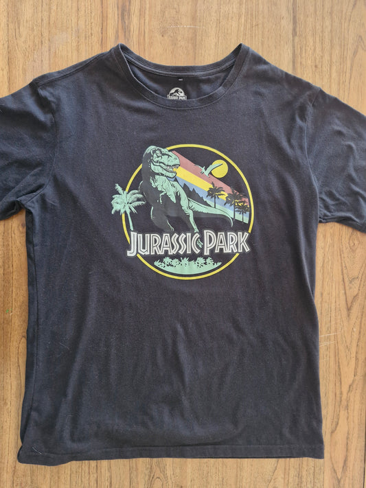 Jurassic Park Retro Sunset Dinosaur T-Shirt – XL Black Tee
