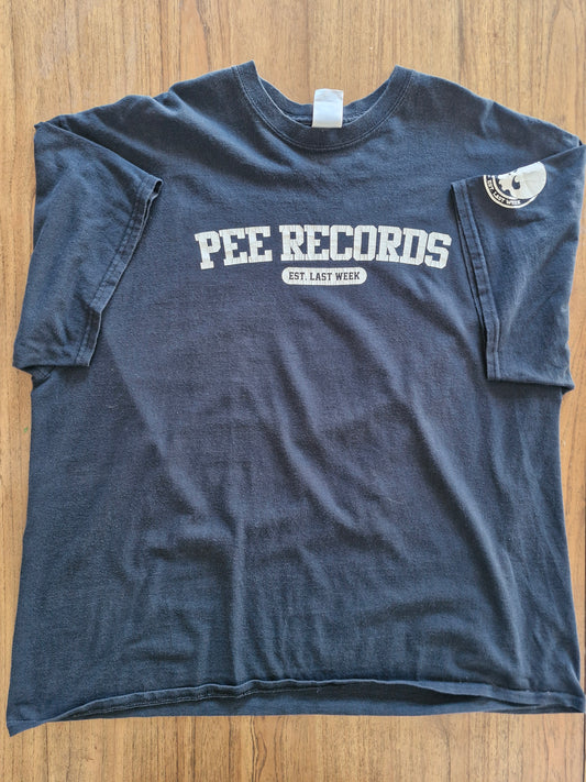 Pee Records "Est. Last Week" Graphic Tee – Black Gildan Ultra Cotton 2XL