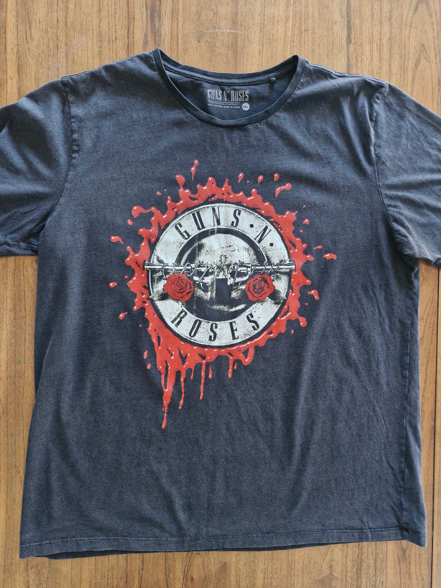 Guns N’ Roses Blood Splatter Logo T-Shirt – 2XL Vintage-Style Rock Tee