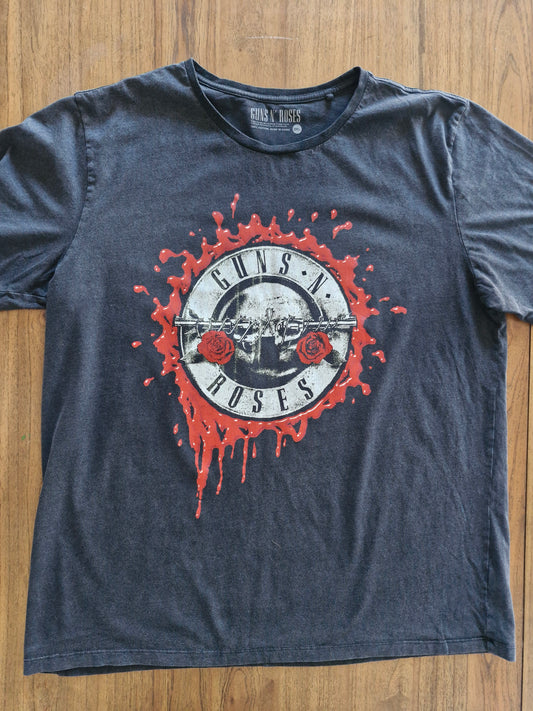 Guns N’ Roses Blood Splatter Logo T-Shirt – 2XL Vintage-Style Rock Tee