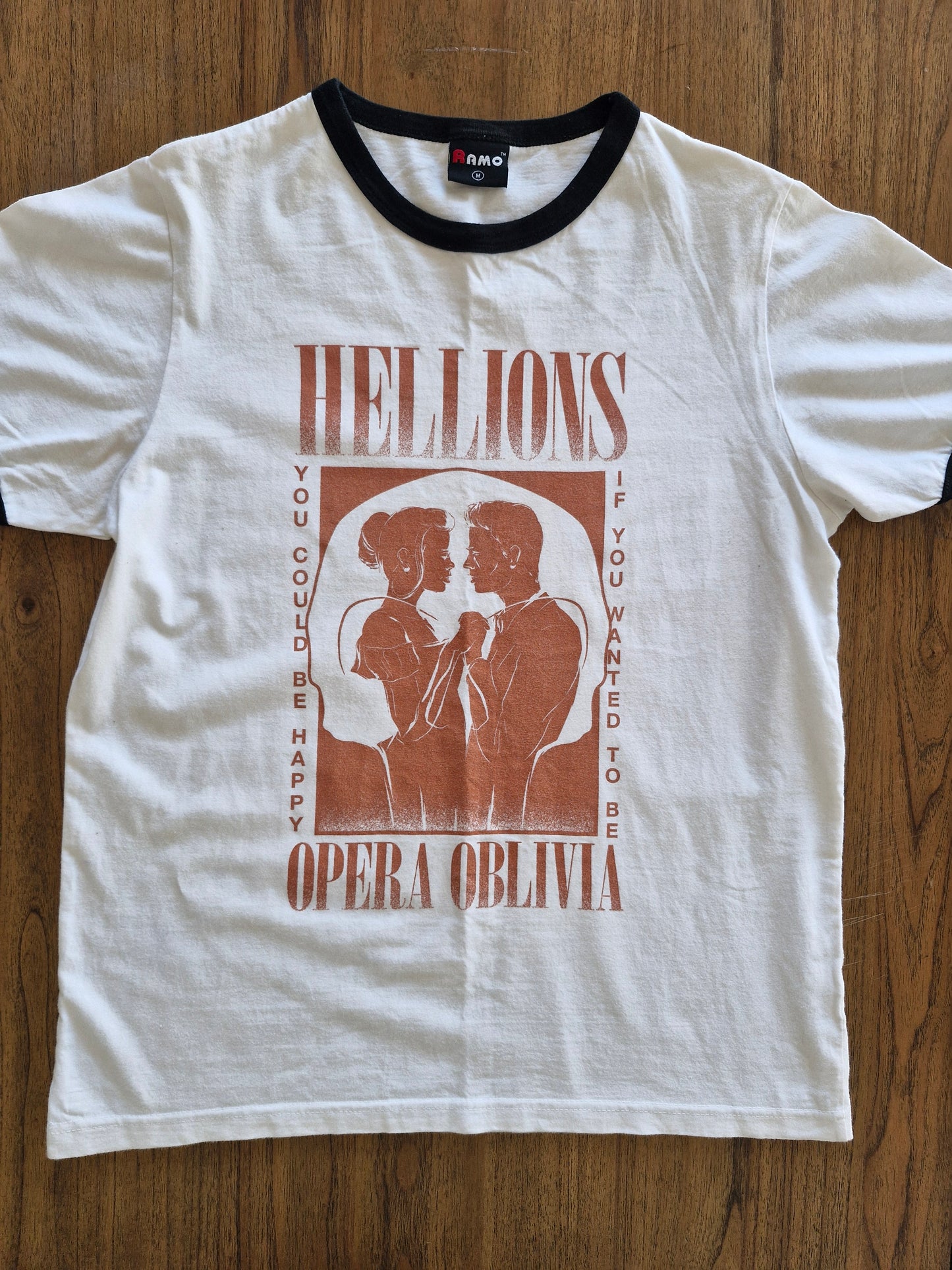 Hellions Opera Oblivia Band Tee – White Ringer T-Shirt (Medium)