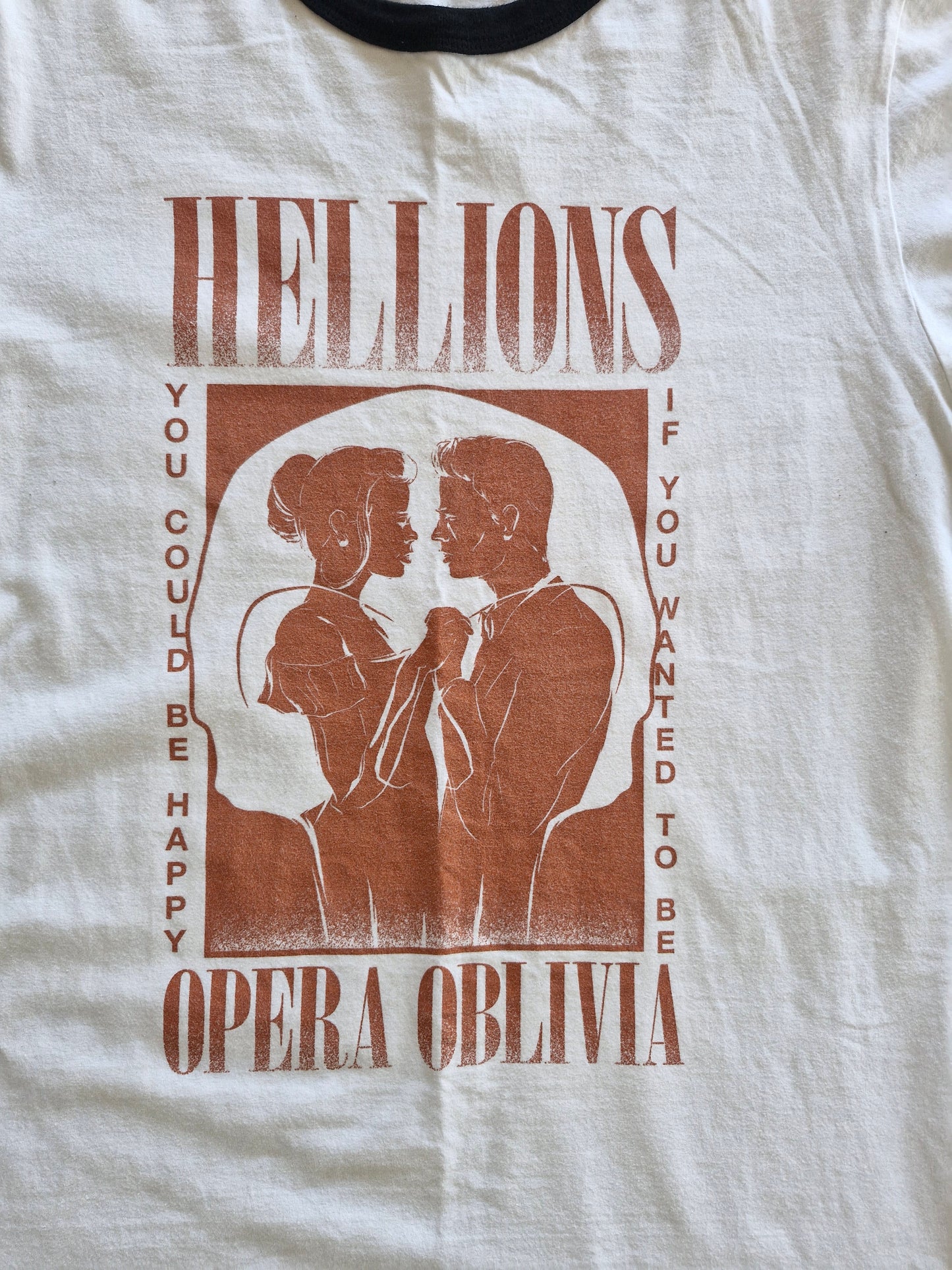 Hellions Opera Oblivia Band Tee – White Ringer T-Shirt (Medium)