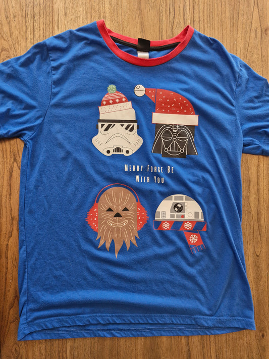 Star Wars “Merry Force Be With You” Christmas T-Shirt – XL Blue
