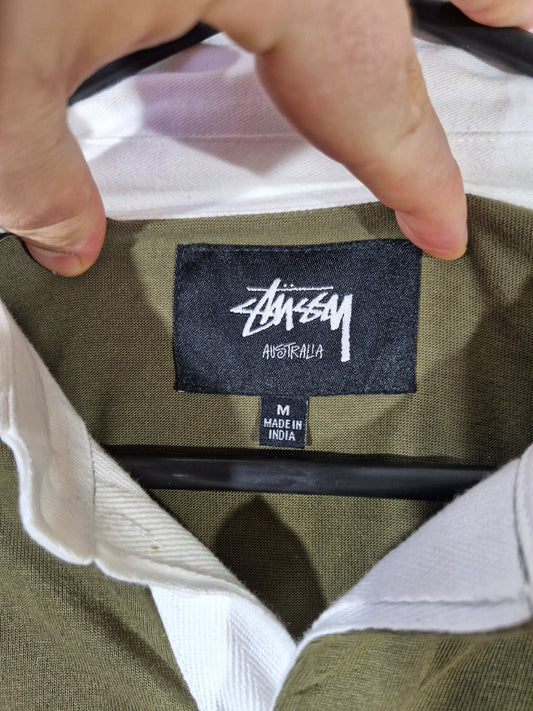 Stüssy Australia Striped Rugby Polo Shirt – Olive Green – Size Medium