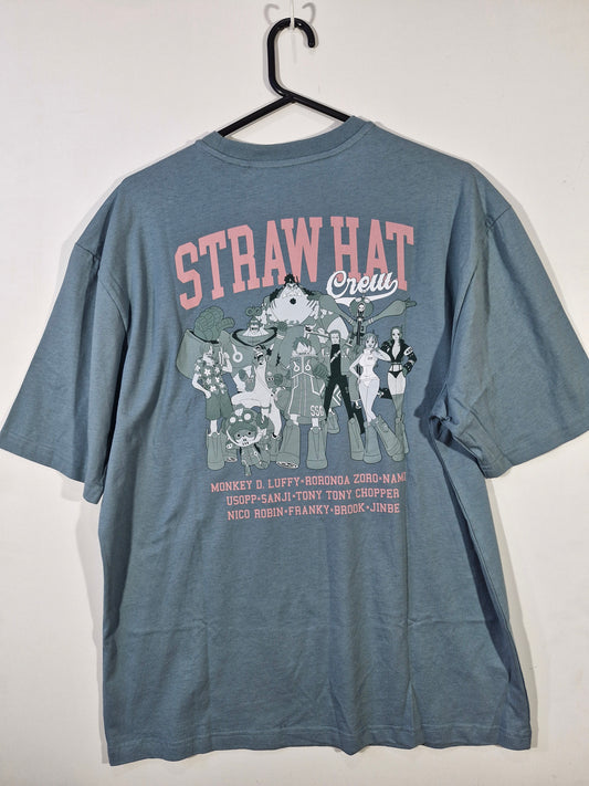 One Piece Straw Hat Crew Graphic T-Shirt - Blue - Double Sided - Men's M