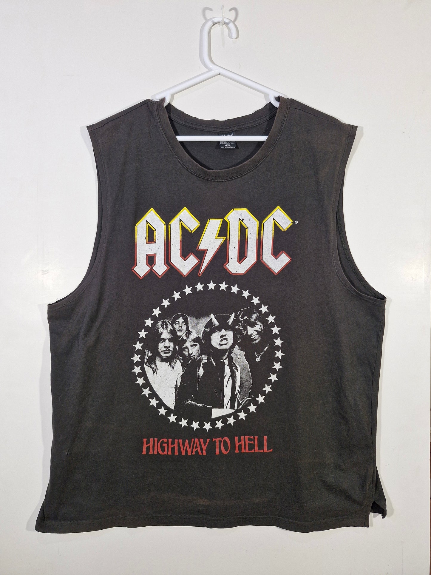 AC/DC Highway to Hell Sleeveless Band T-Shirt - Men's 4XL - Black Licensed Rock Tee