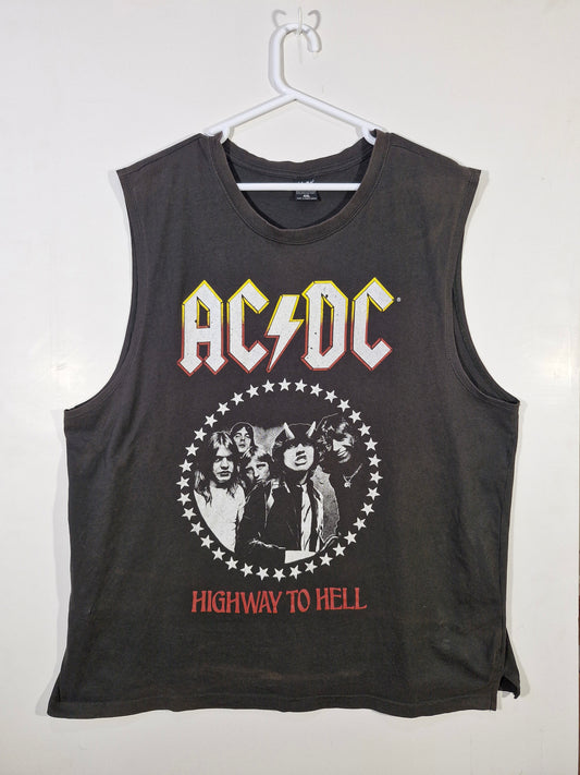 AC/DC Highway to Hell Sleeveless Band T-Shirt - Men's 4XL - Black Licensed Rock Tee