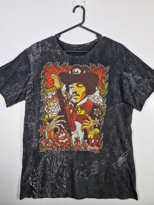 Jimi Hendrix Acid Wash Graphic Tee - Black - Size Estimated L - Tag Removed