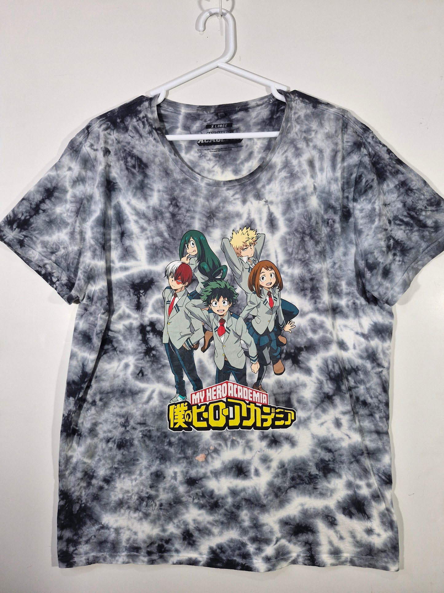 My Hero Academia Tie Dye Graphic Tee - Black/White - Size XL