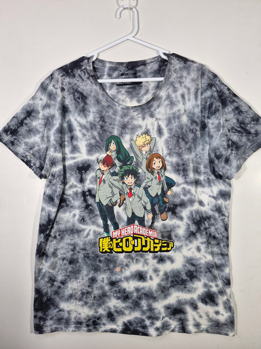 My Hero Academia Tie Dye Graphic Tee - Black/White - Size XL