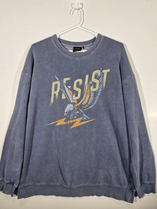 Factorie Resist Eagle Graphic Crewneck Sweatshirt – Blue – Size Large