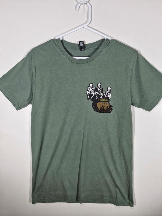 AS Colour - Skeleton Cauldron - Double Sided Graphic Tee - Olive Green - Size M