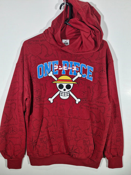 One Piece Straw Hat Pirates Graphic Hoodie - Red - Size Oversized XS