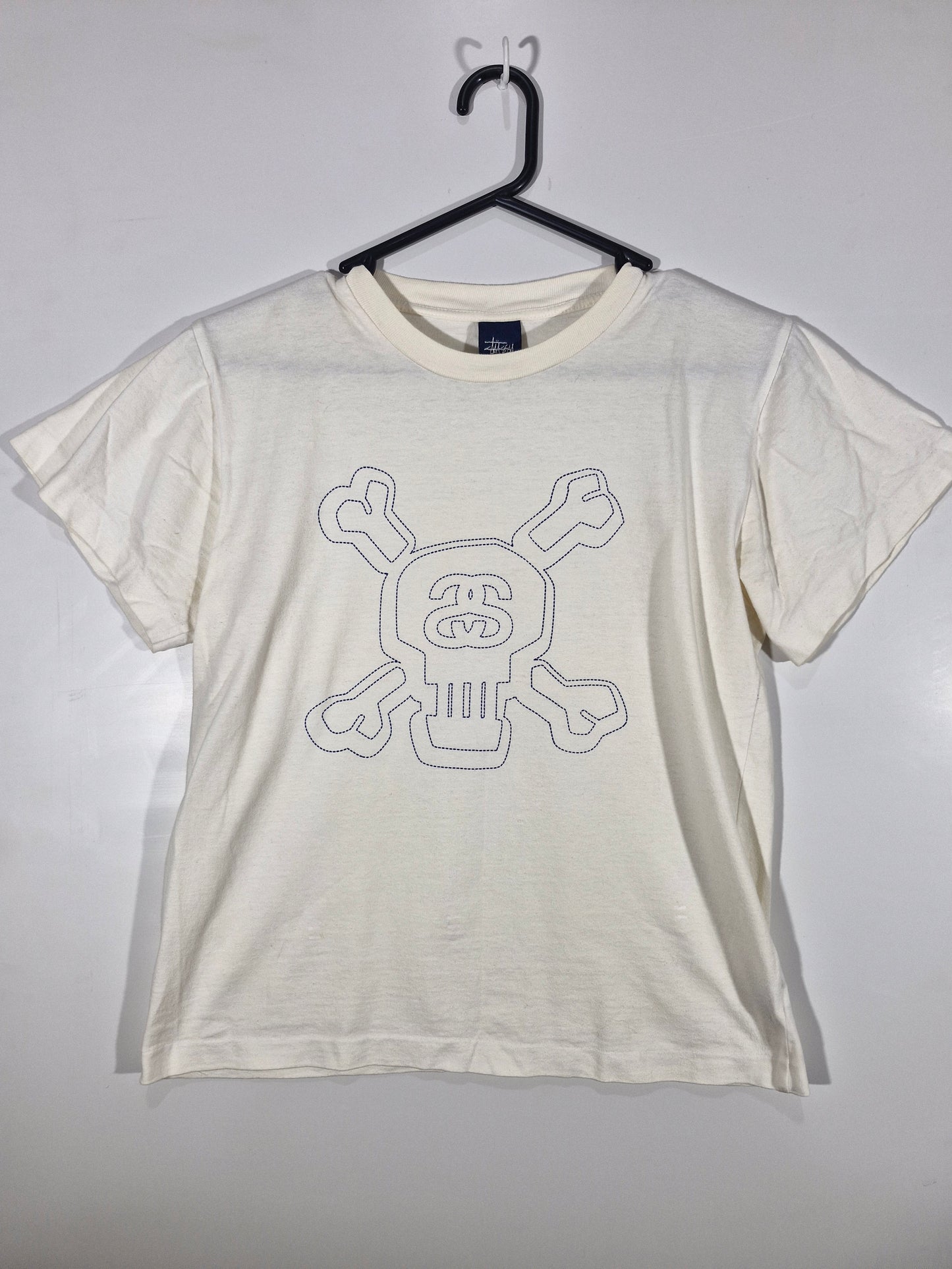 Stüssy Skull Graphic T-Shirt - Cream - Men's XS / Women's 10–12