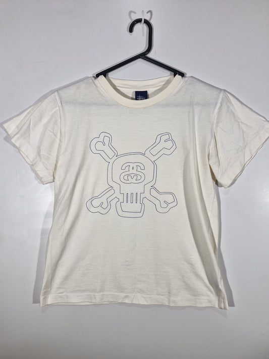 Stüssy Skull Graphic T-Shirt - Cream - Men's XS / Women's 10–12