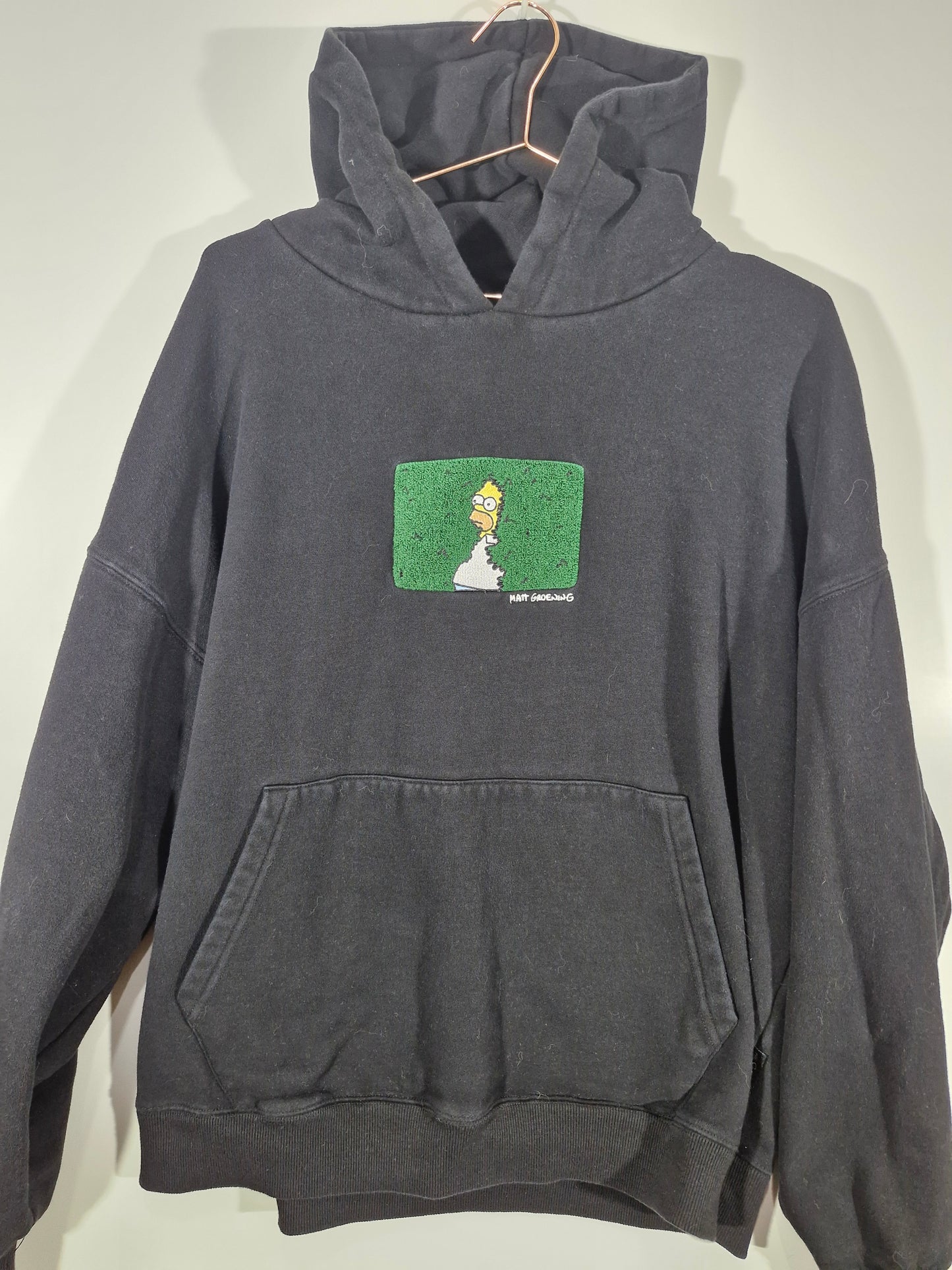 The Simpsons Homer Hedge Embroidered Hoodie - Black - Size Large