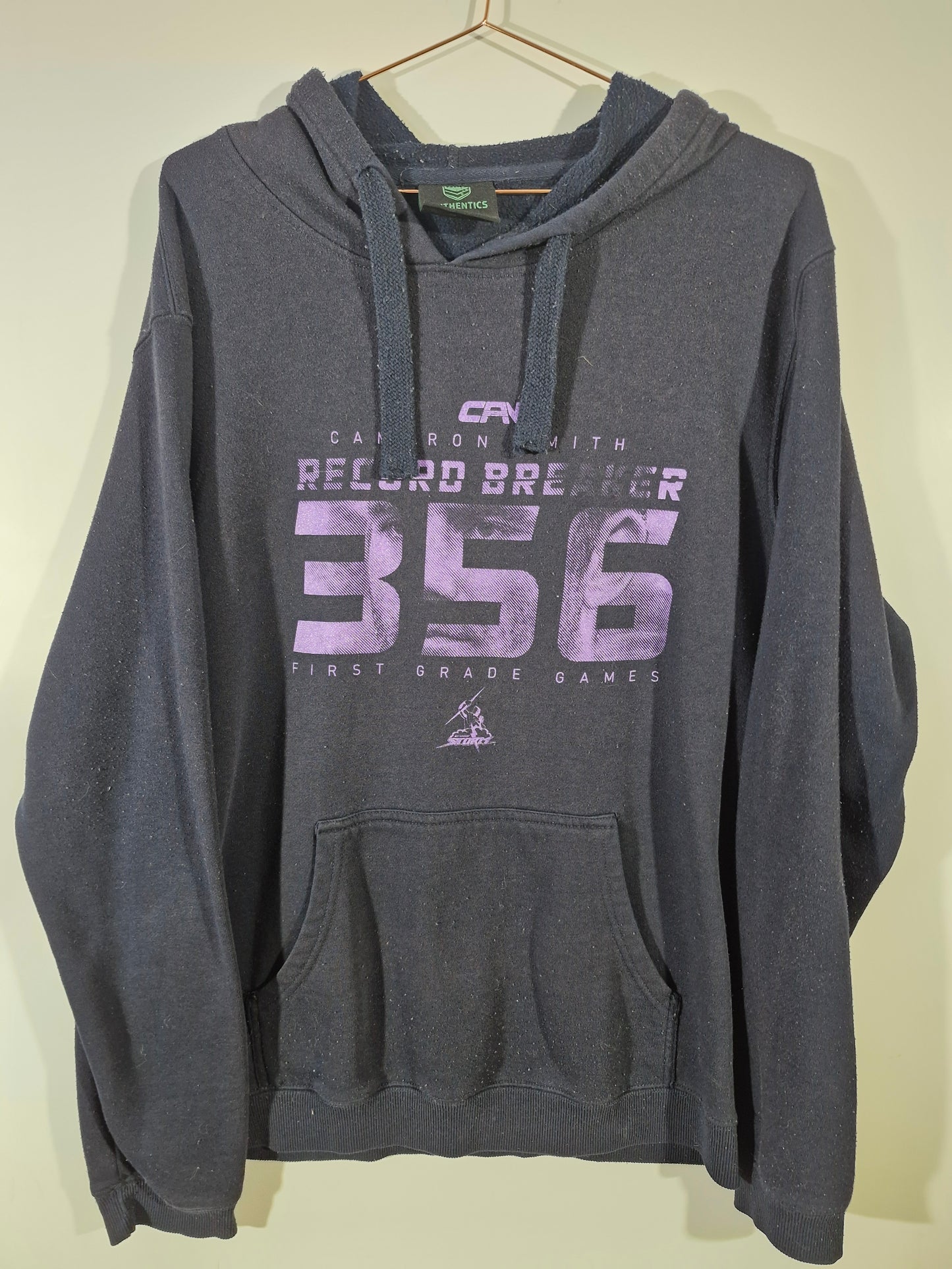 Melbourne Storm Record Breaker 356 Hoodie - Black &amp; Purple - Size Men's XXL