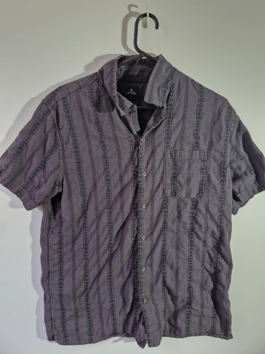 Rip Curl Striped Button-Up Surf Shirt - Brown - Size Men's Medium